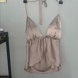 Garage Satin Tank Top - Rose Gold
